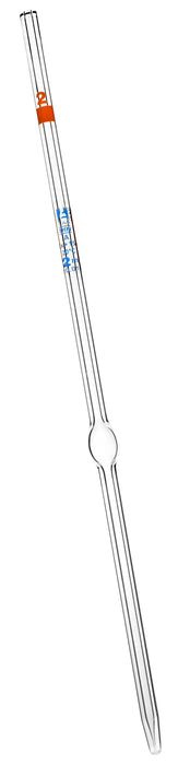 Volumetric Pipette, 2mL - Class A - Blue Markings - Orange Coded - Borosilicate Glass - Eisco Labs
