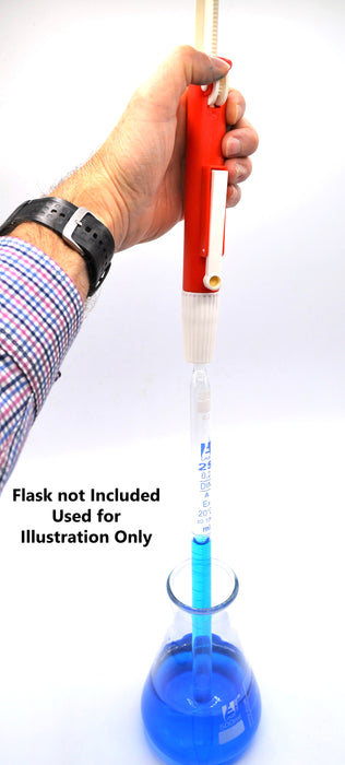 Seological Pipette & Pump, 25ml - Class A, Tolerance ±0.100 - White Graduation - Includes One-Hand Pump for Easy Pipette Flushing - Borosilicate Glass - Eisco Labs