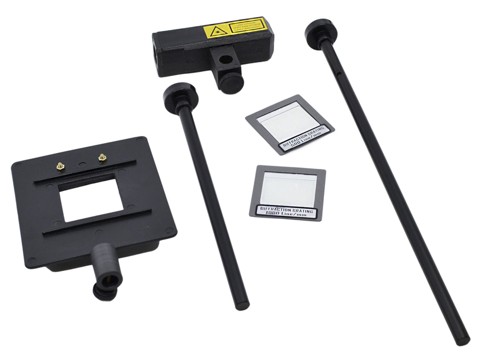 Diffraction Grating Kit - Experiment Components Only - Laser, Slide Holder, 2 Diffraction Gratings, 2 Posts - (Base Not Included) - Visual Scientifics by Eisco