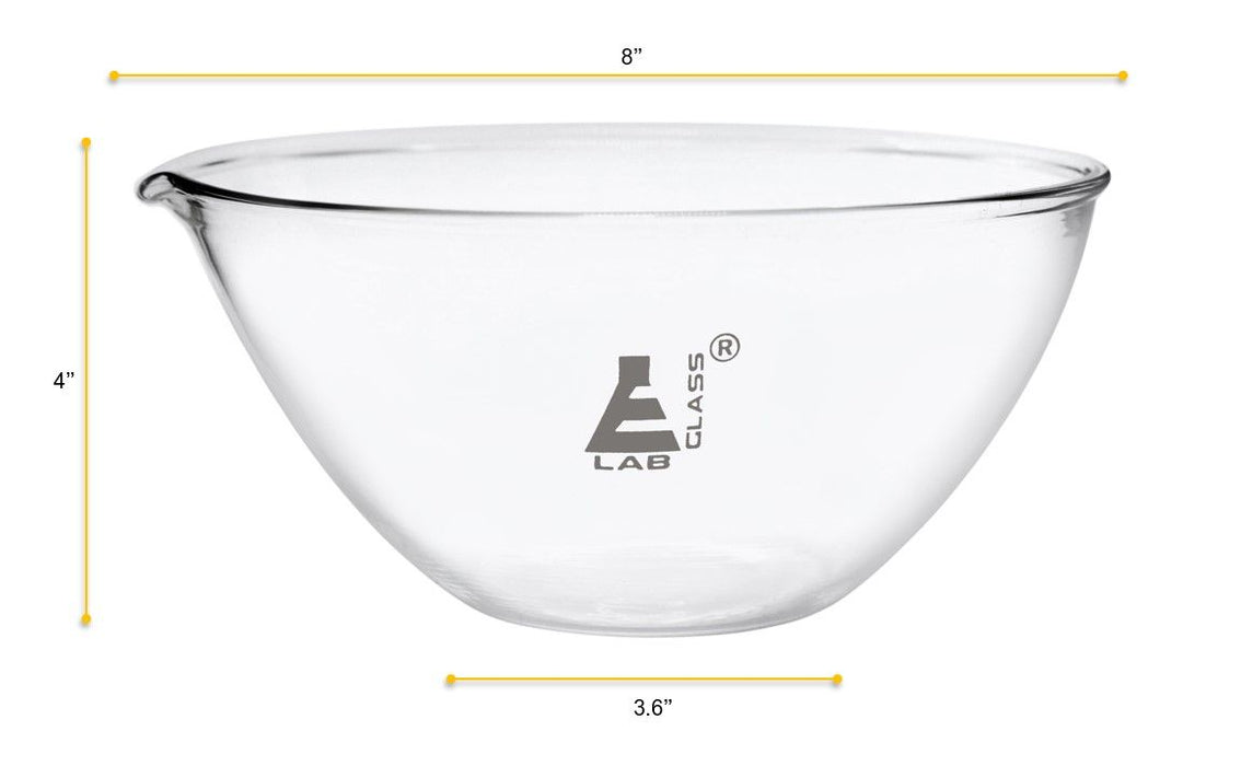 Evaporating Basin, 2000ml - Flat Bottom - Borosilicate Glass - Eisco Labs