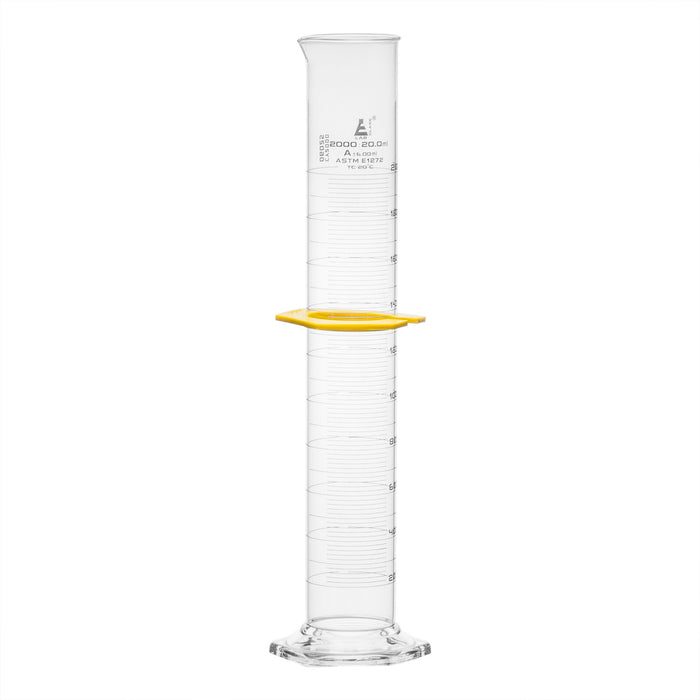 Graduated Cylinder, 2000mL - ASTM Class A - White Graduations - Protective Collar, Hexagonal Base - Borosilicate Glass