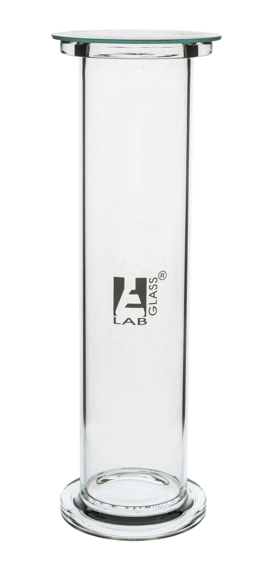 Gas Jar, 20cm x 5cm - Borosilicate Glass - Cylindrical - Heavy Foot & Ground Flange (No Lid)