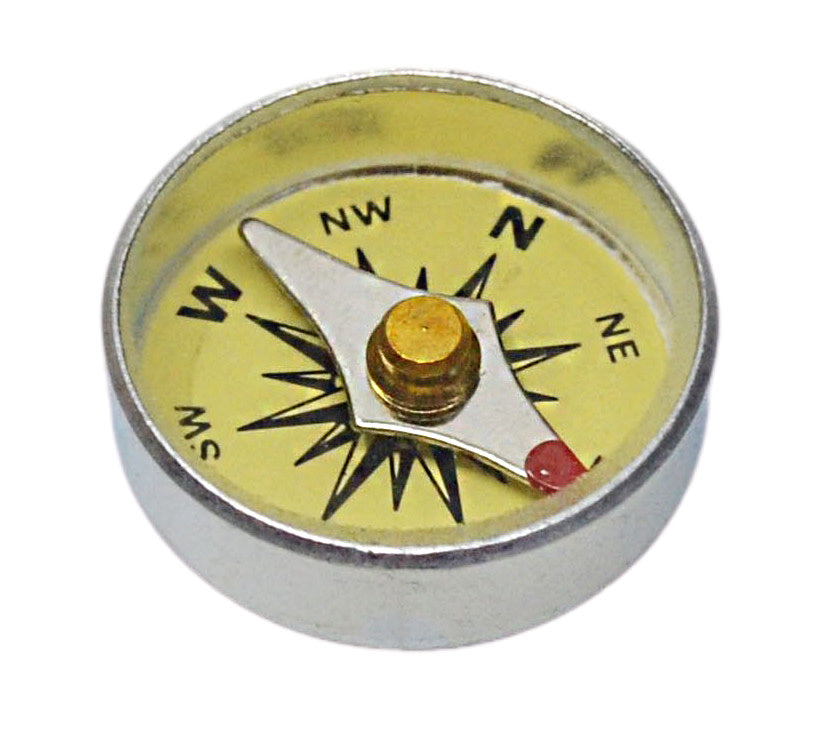 Mini Compass, 16mm - For Plotting - Yellow - With Glass Face And