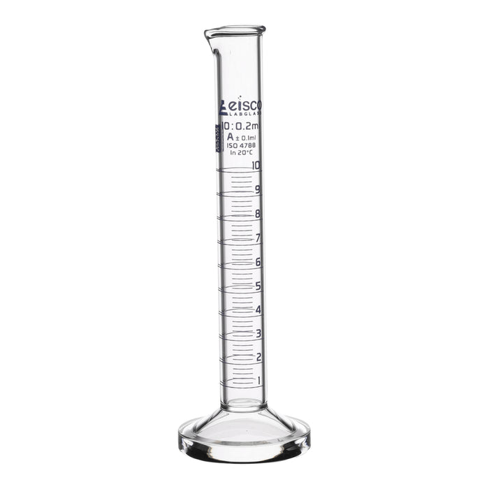 Graduated Cylinder, 10ml - Class A - Blue Graduations, Round Base
