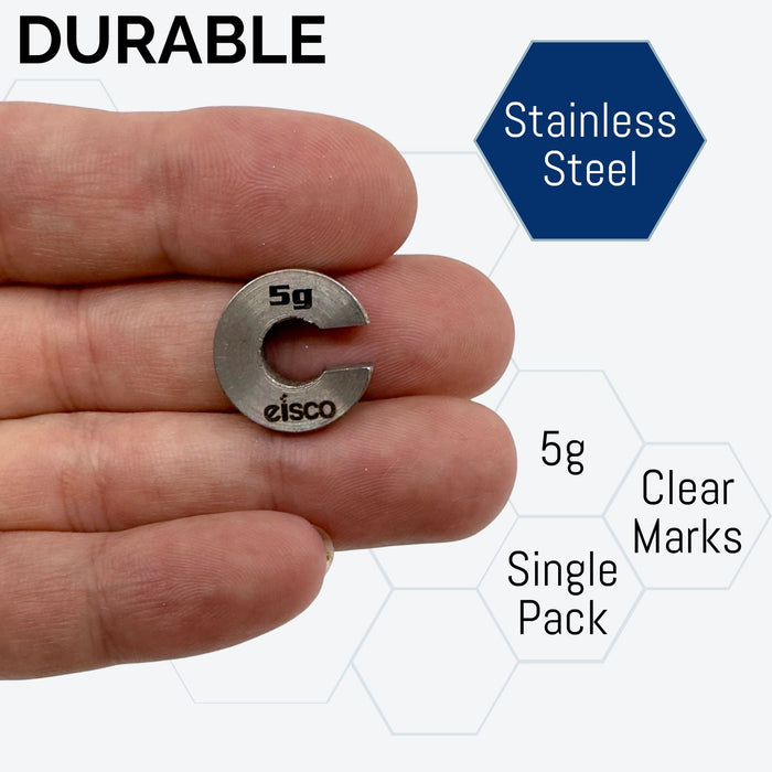 Eisco Labs - Spare 5g Slotted Mass – Stainless Steel, Precision Weight with 5/8" Outer Diameter, Slotted Design for Lab & Physics Experiments, Single Pack