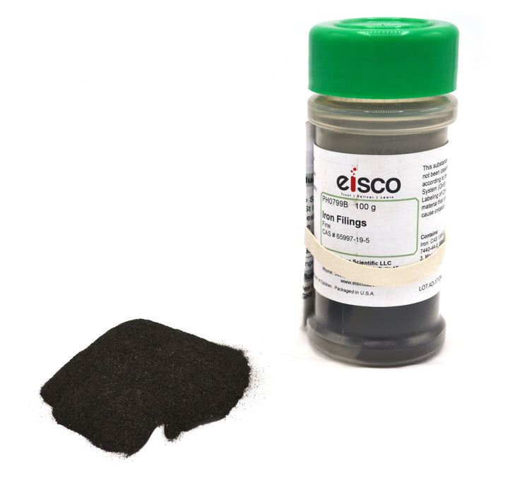 Fine Iron Filings, 100g in Sprinkle Bottle - 40-60 Mesh Iron Shavings for Magnets