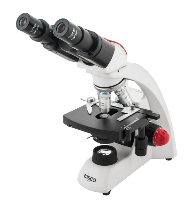 Premium Advanced Binocular Microscope, 360 Degree Rotatable Head, Color Coded DIN Objectives, Fine Adjustment Knobs (0.002mm Graduations) - Eisco Labs