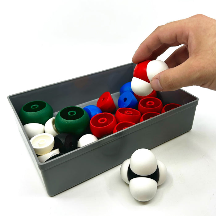 Eisco - Molecular Model Set for Chemistry, 31 Atoms with 20 Links, Plastic Storage Case, Color Coded Atomic Models for Teaching Molecular Geometry, VSEPR, Bonding
