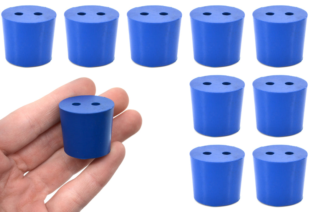 10PK Neoprene Stoppers, 2 Holes - ASTM - Size #5.5 - 24mm Bottom, 28mm Top, 25mm Length