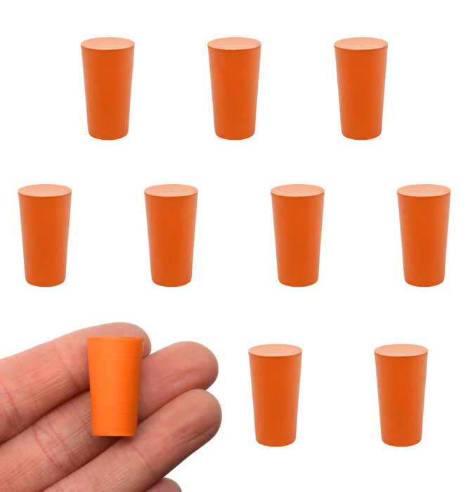 10PK Rubber Stoppers - Solid - 9mm Bottom, 11.5mm Top, 20mm Length