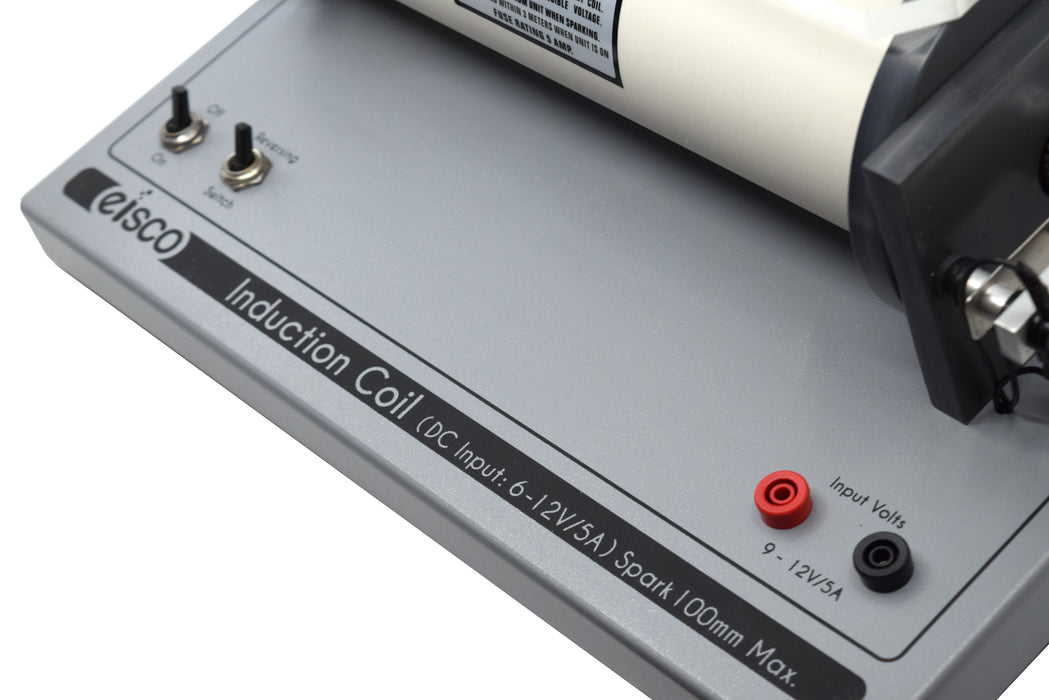 Induction Coil - 100mm Spark - Fully Adjustable Vibrator System - Includes 2 Pointer Electrodes and Mounted 4mm Sockets - Eisco Labs