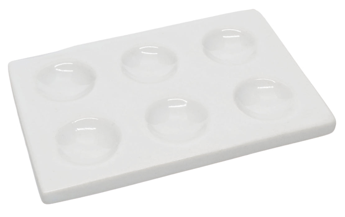 Spot Plate, 6 Wells - 4"L x 2.8"W - Glazed Porcelain