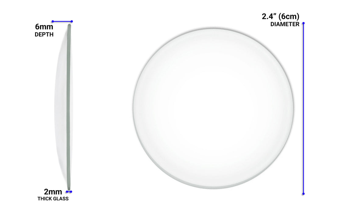 12PK Watch Glasses, 2.4" (6cm) - Cover Lids for Beakers & Flasks - Evaporation Dish - Polished with Ground Edges - Eisco Labs
