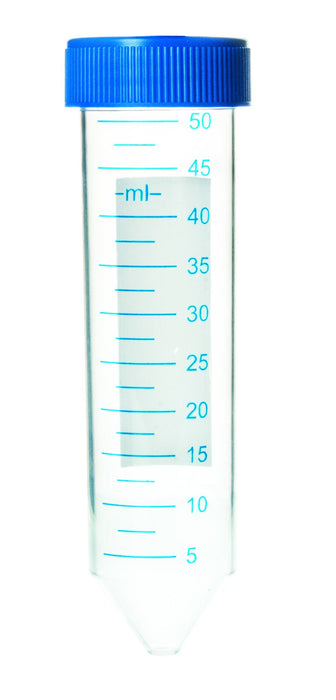 Centrifuge Tube, 50ml - Conical Shape - 2.5ml White Graduations, Non-Erasable Labeling Area - Polypropylene - Eisco Labs