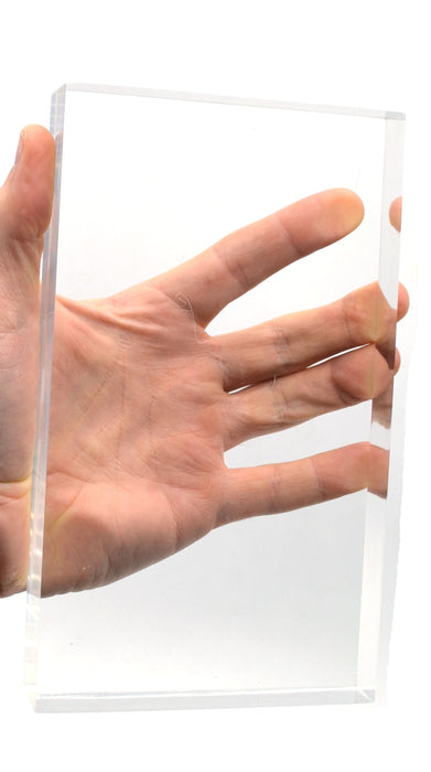 Set 3 Large Acrylic Blocks for Light and Prism Demonstrations - Rectangle (7.5"x4.3"), Equilateral Triangle (7.5"), Right Isosceles Triangle (7.25" x 5.1") - All 0.91"/23mm Thick