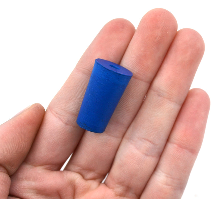 Neoprene Stoppers, 1 Hole - Blue - Size: 11mm Bottom, 14mm Top, 24mm Length - Pack of 10
