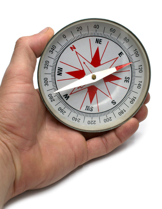 Plotting Compass, Glass Face, Aluminum Casing, 4" Diameter, Eisco Labs
