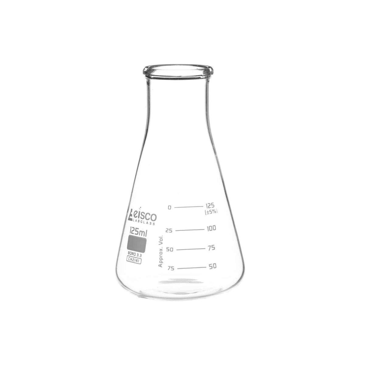 Erlenmeyer Flask, 125mL - Wide Neck - ASTM, Dual Graduated Scale