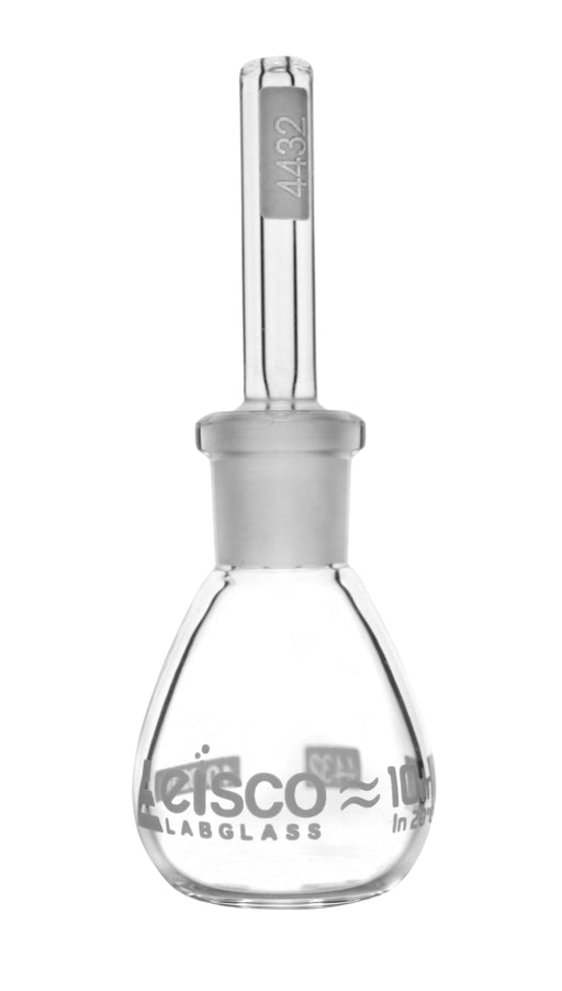 Pycnometer, Calibrated, 10mL - Specific Gravity Bottle with Flat Bottom & Perforated Stopper - Borosilicate 3.3 Glass - Eisco Labs