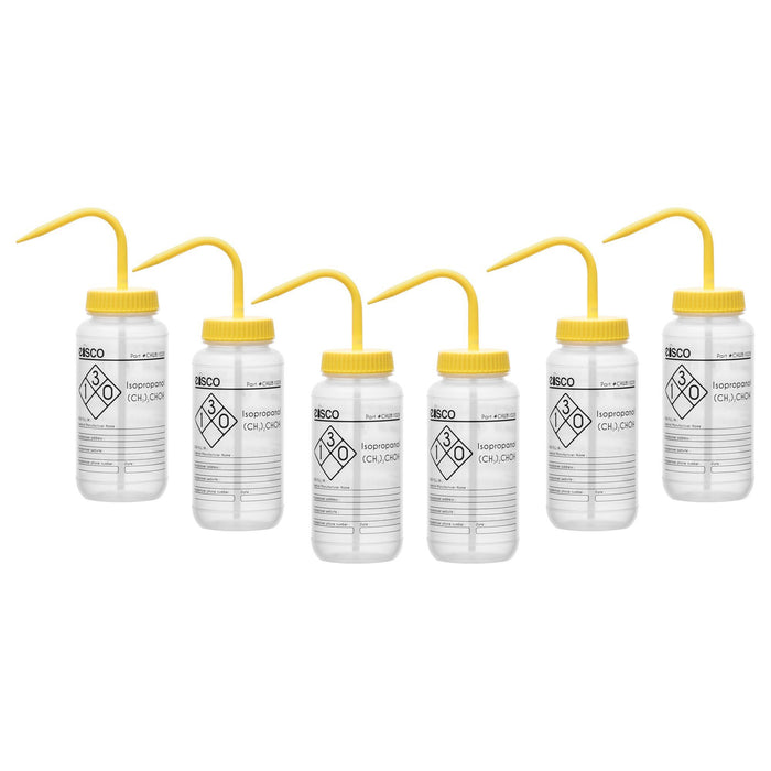 6PK Performance Plastic Wash Bottle, Isopropanol, 500 ml - Labeled (1 Color)