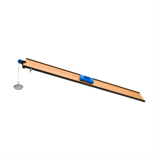 Inclined Plane Experiment Set - MDF Wood Board with Plastic Rails (48"L x 5.25"W) - Hall's Cart, Hanging Pan, Clamp Pulley