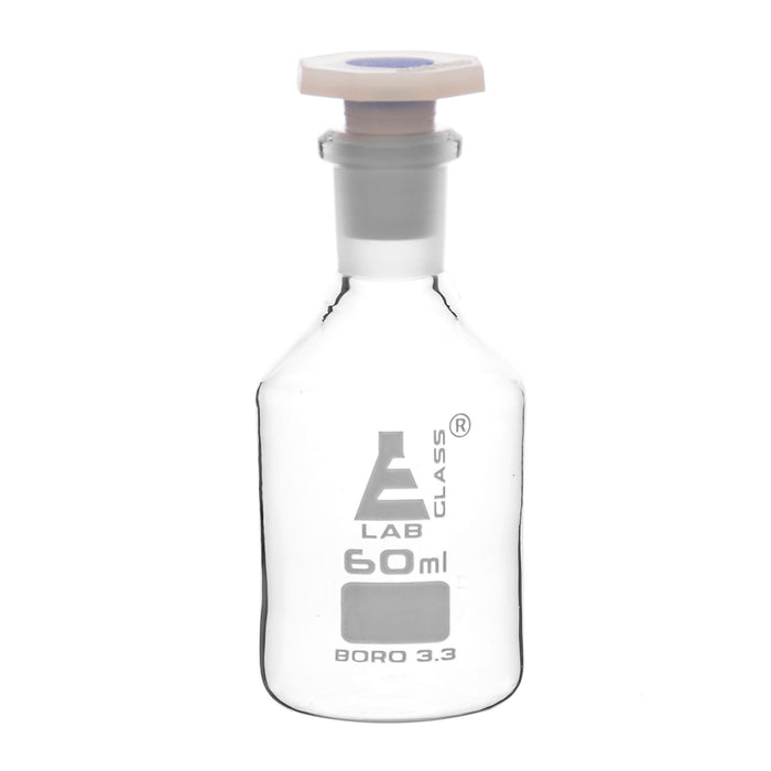 60mL (2oz) Glass Reagent Bottle with Acid Proof Polypropylene Stopper, Borosilicate 3.3 Glass - Eisco Labs