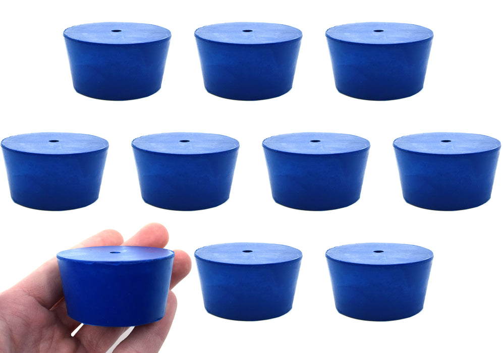 10PK Neoprene Stoppers, 1 Hole - ASTM - Size: #10 - 42mm Bottom, 50mm Top, 25mm Length