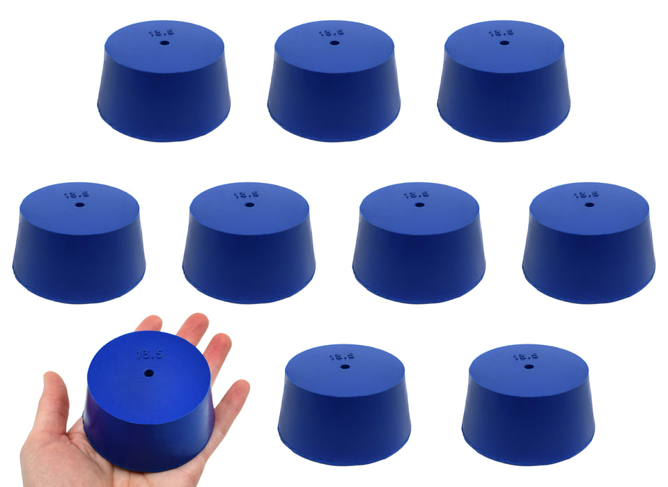 10PK Neoprene Stoppers, 1 Hole - ASTM - Size: #13.5 - 62mm Bottom, 75mm Top, 25mm Length