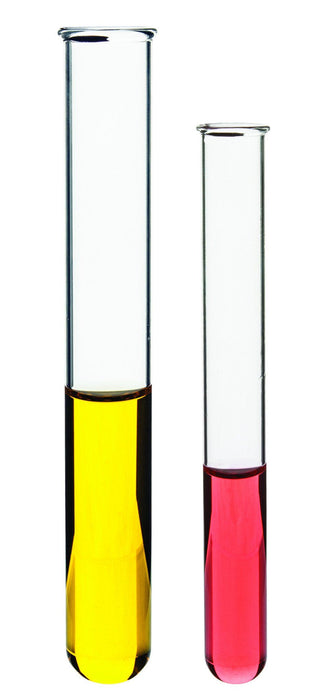 100PK Test Tubes, 25mL, 18x150mm - Rimmed - Light Wall, 1.2mm Thick - Borosilicate 3.3 Glass