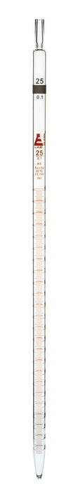 Pipette, 25ml - Class AS - Amber Graduation - Borosilicate Glass