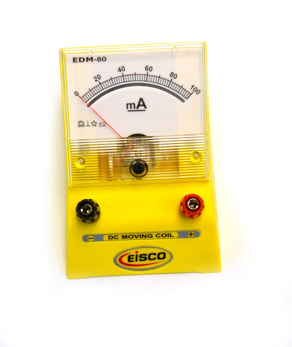 Eisco Labs Analog Ammeter, DC Current Meter, 0 - 100 milliamp, 2mA resolution