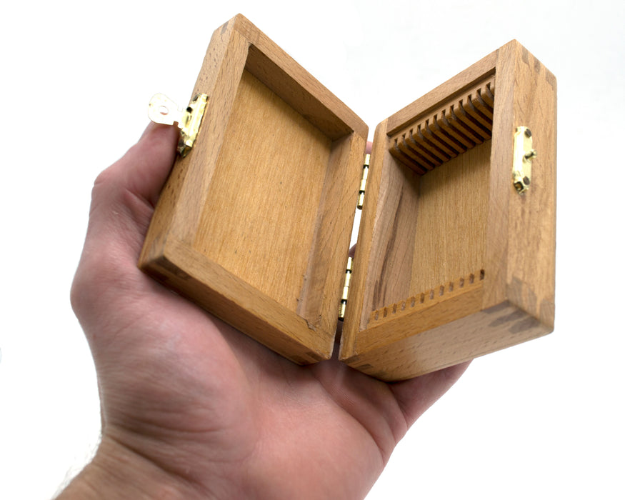 Wooden Slide Box for 12 Slides with Latch, Fits 75x25mm Slides - Eisco Labs