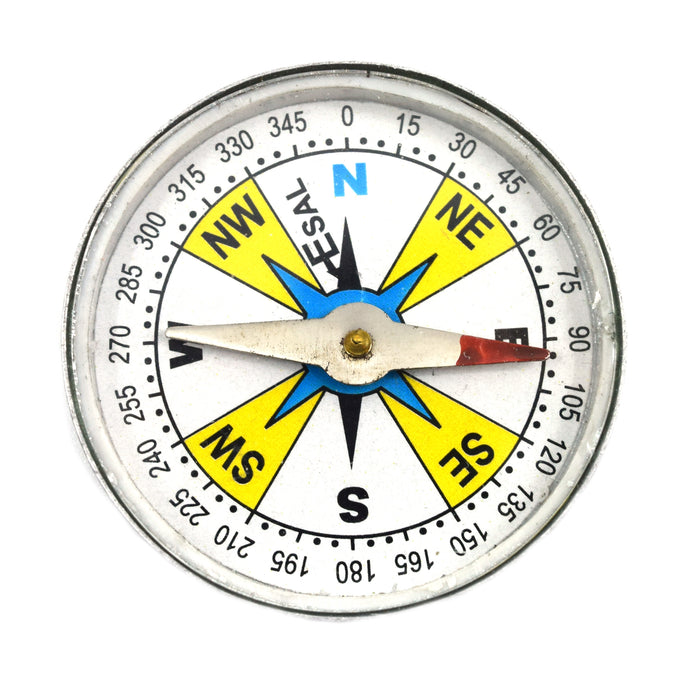 Plotting Compass, Glass Face, Aluminum Casing, 2" Diameter, Dial Marked - Eisco Labs
