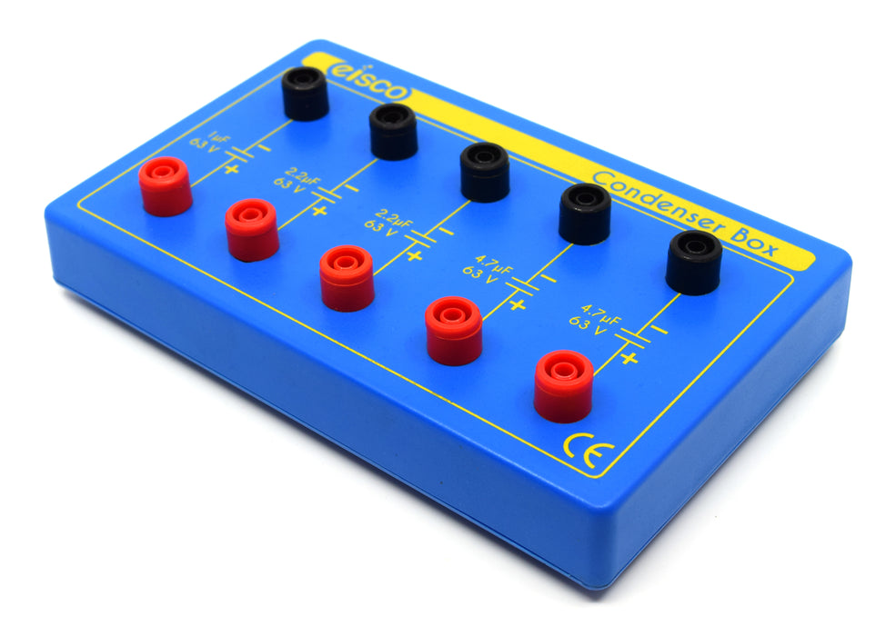 Condenser Box, Five Capacitators, 1µF to 4.7µF - Great for Electrical Experiments - Eisco Labs