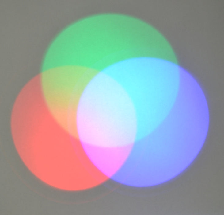 Eisco Labs Color Mixing apparatus - 3 LED Lamps that project Red, Blue, Green light - 10" x 16" base