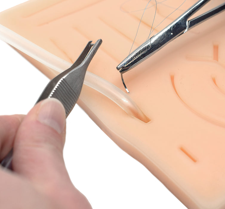 Practice Suture Kit - Premium, Life-Like Plastic Suture Pad with Common Cuts & Lacerations - Needle Holder, Forceps, Scissors, Tubing, Needles & Sutures - Made by Physicians - Eisco Labs