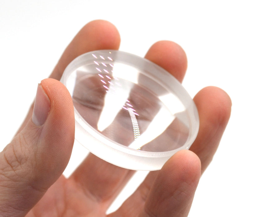 Round Double Concave Optical Glass Lens - 2" (50mm) Diameter - 100mm Focal Length - 8mm Thick Approx. - Eisco Labs