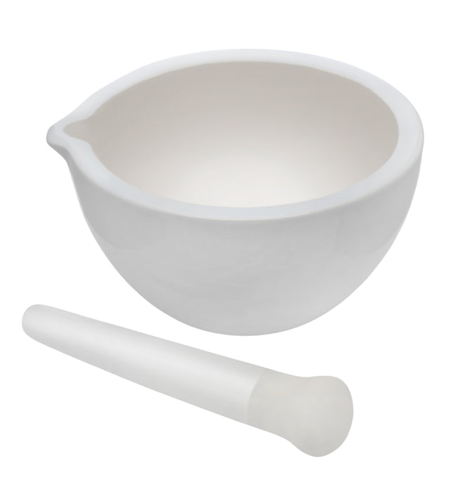 Porcelain Mortar & Pestle Set, 67oz - Heavy Duty Pattern - Unglazed Grinding Surface