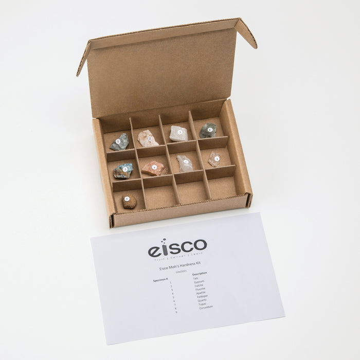 Mohs Hardness Kit - Contains 9 specimens measuring approx. 1" (3cm) - Eisco Labs (Discontinued)