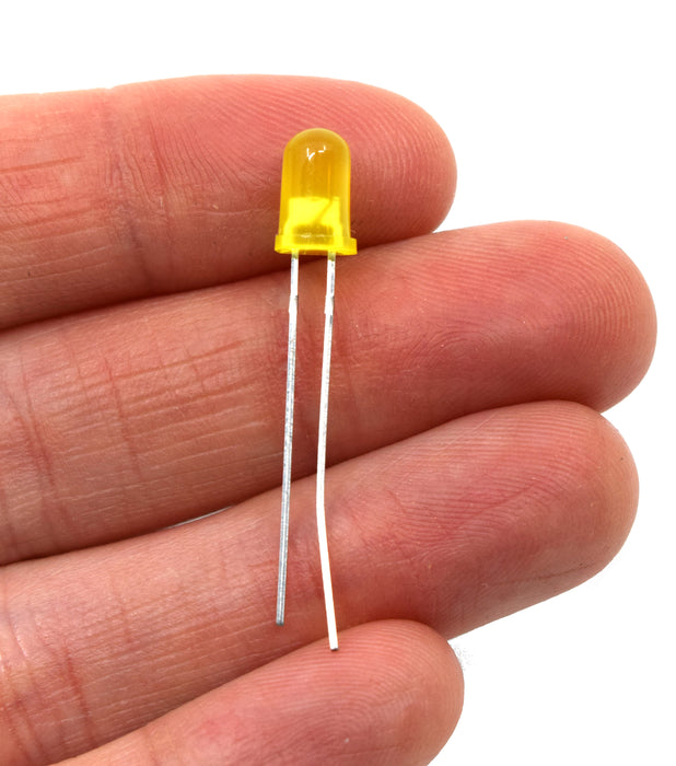 Light Emitting Diode (LED), Yellow, 5mm Standard High Quality, Diffused Round Lens, Pack of 10 - Eisco Labs