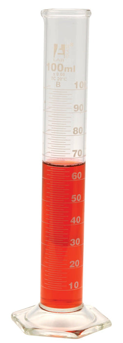 250ml Graduated Cylinders, Eisco Labs Borosilicate Glass, Class B, 2.0ml grad, 2 Pack