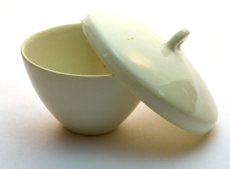 Porcelain Crucible with Lid, 50mL Capacity - Squat Form