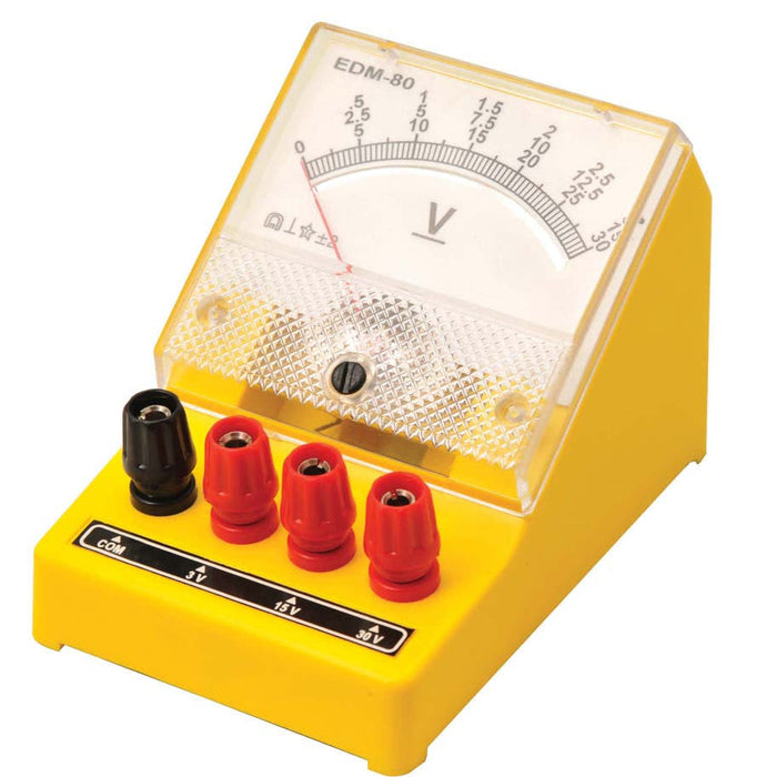 Eisco Labs Moving Coil Meters DC, Voltmeter 0 - 3 V, 0-15 V, 0-300 V (Triple)