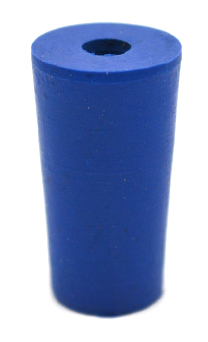 Neoprene Stoppers, 1 Hole - Blue - Size: 9mm Bottom, 11.5mm Top, 20mm Length - Pack of 10