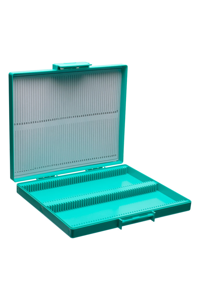 Slide Box with Hinged Cover, 100 Slide Capacity - Polystyrene