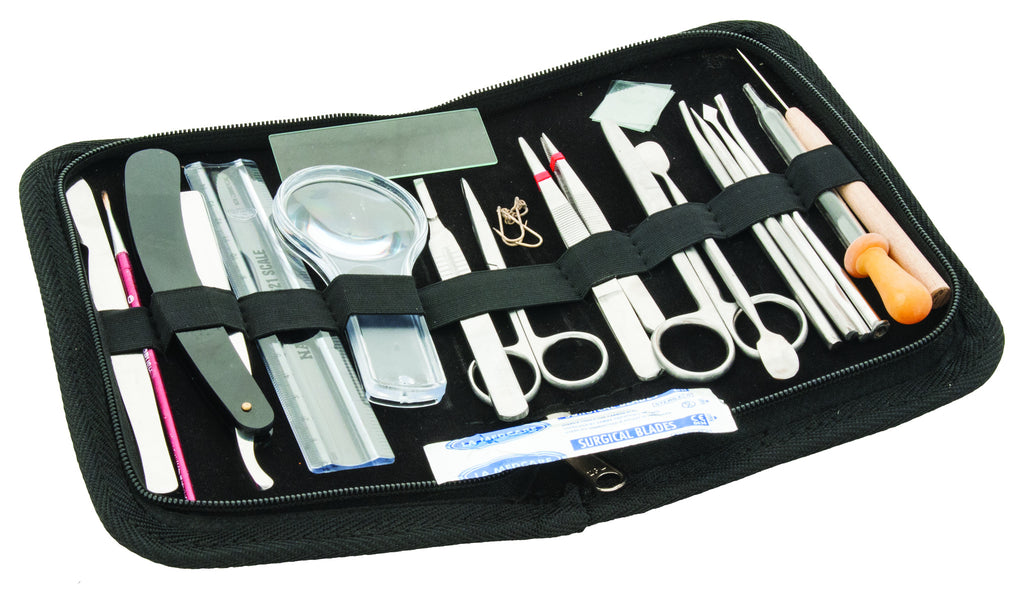 Dissection Set, University, 20 Pcs - Stainless Steel - Leather