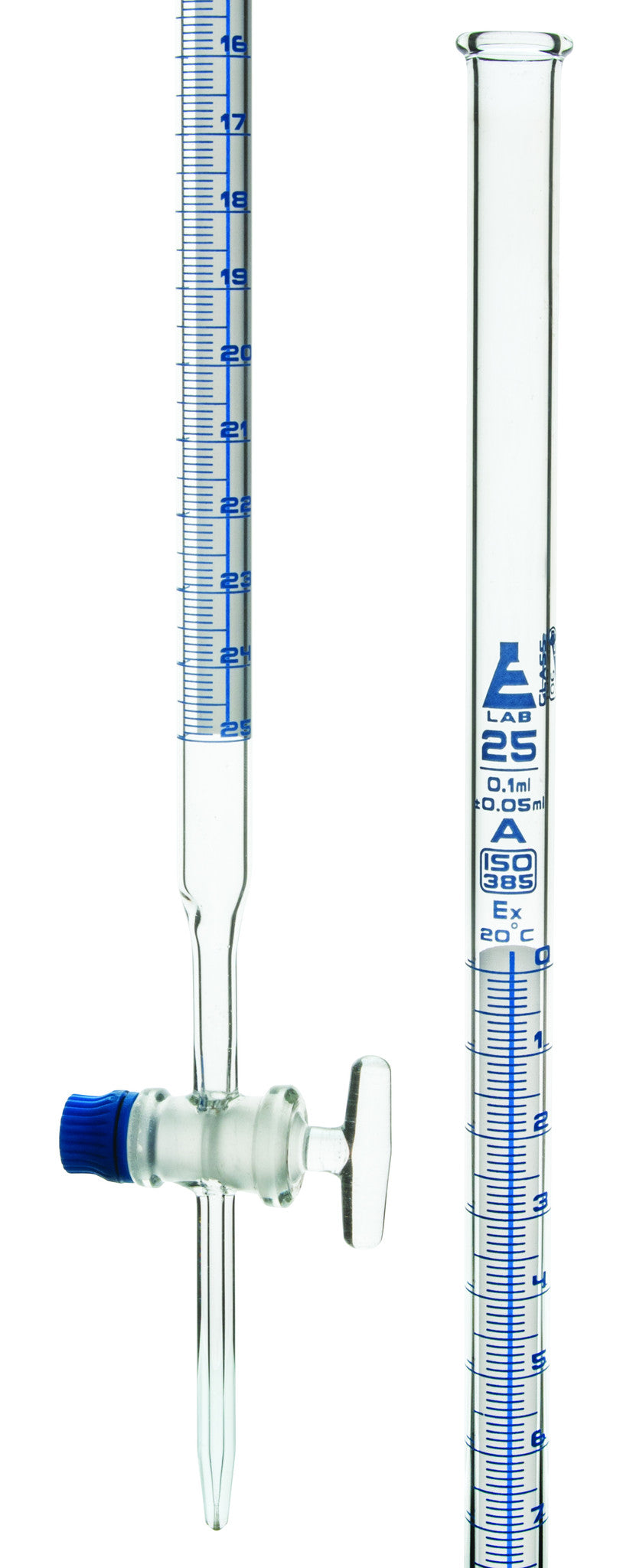 Burettes Schellbach Glass Stopcock, Class 'A', 25 ml, White graduati