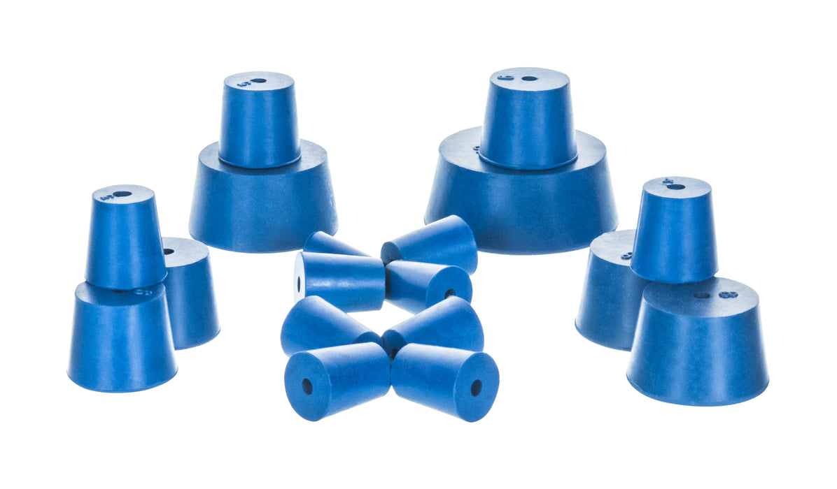 NEOPRENE STOPPERS - ONE HOLE BOTTOM 8MM, TOP 10.5MM, LENGTH 20MM
