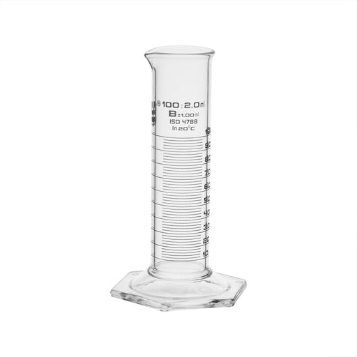Measuring Cylinder, 25ml - Class B - Squat Form, White Graduations - Borosilicate Glass - Eisco Labs
