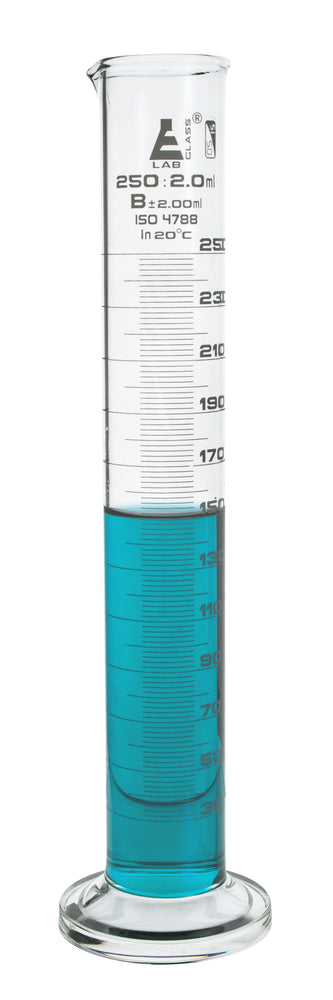 Cylinder Measuring Graduated, Class 'B' with round base - 250 ml, White Graduation